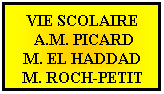 Zone de Texte: VIE SCOLAIRE
 A.M. PICARD
M. EL HADDAD
M. ROCH-PETIT
